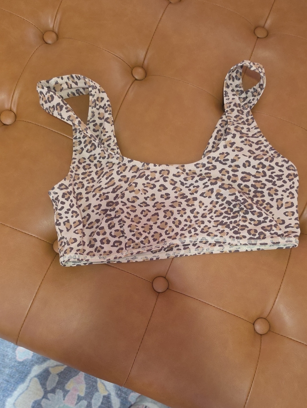 M Spell Active Frankie Leopard-Print Bralette in Cream Brown